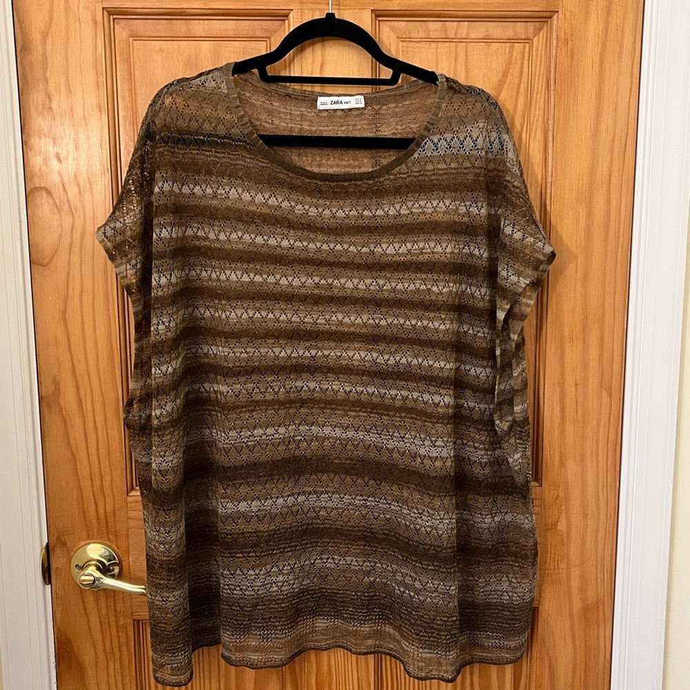 Zara Knit Women’s Medium Earth Tone Sleeveless Light Sweater Top